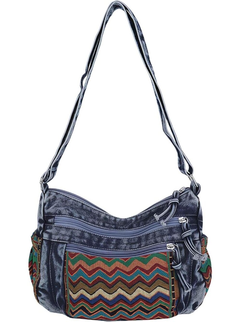 Denim Crossbody Bag,Boho Jean Bag for Women,Hobo Casual Hippie Crossbody Purse,